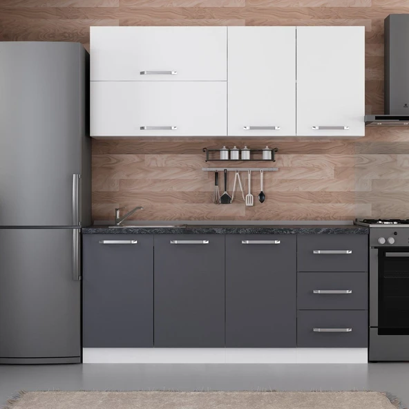 Minar 180 Cm Mutfak Dolabı Beyaz Antrasit 180-A2 ürün görseli