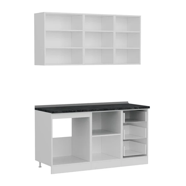 Minar 155 Cm Mutfak Dolabı Beyaz Antrasit 155-A1 - Resim 7