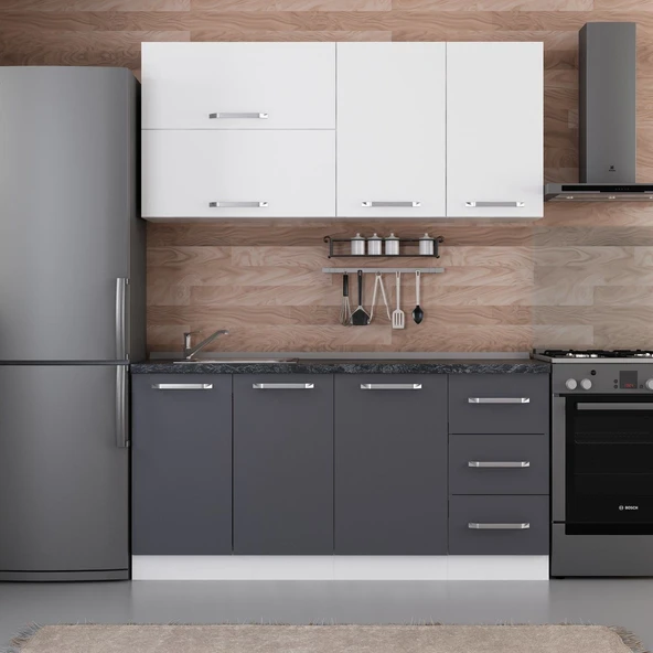 Minar 165 Cm Mutfak Dolabı Beyaz Antrasit 165-A2