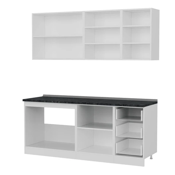 Minar 195 Cm Mutfak Dolabı Beyaz 195-B1 - Resim 4