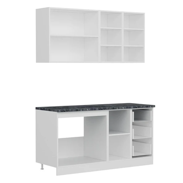 Minar 160 Cm Mutfak Dolabı Beyaz Antrasit 160-A2 - Resim 7