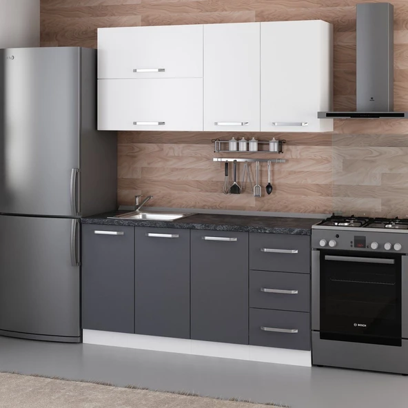 Minar 160 Cm Mutfak Dolabı Beyaz Antrasit 160-A2 - Resim 3