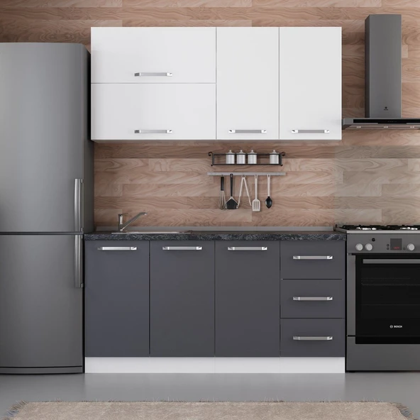 Minar 160 Cm Mutfak Dolabı Beyaz Antrasit 160-A2 ürün görseli