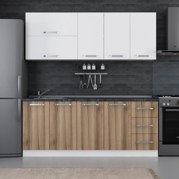 Minar 200 Cm Mutfak Dolabı Beyaz Dore 200-D1 ürün görseli 1