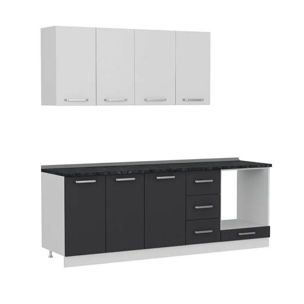 Minar 225 Cm Mutfak Dolabı Beyaz Antrasit 225-A6 - Resim 6