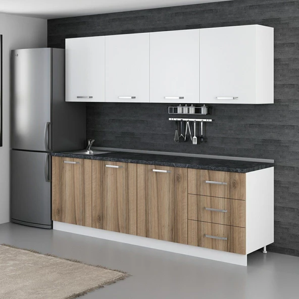 Minar 240 Cm Mutfak Dolabı Beyaz Dore 240-D3 - Resim 3