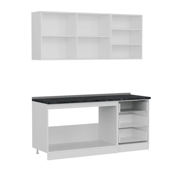 Minar 180 Cm Mutfak Dolabı Beyaz Antrasit 180-A1 - Resim 7