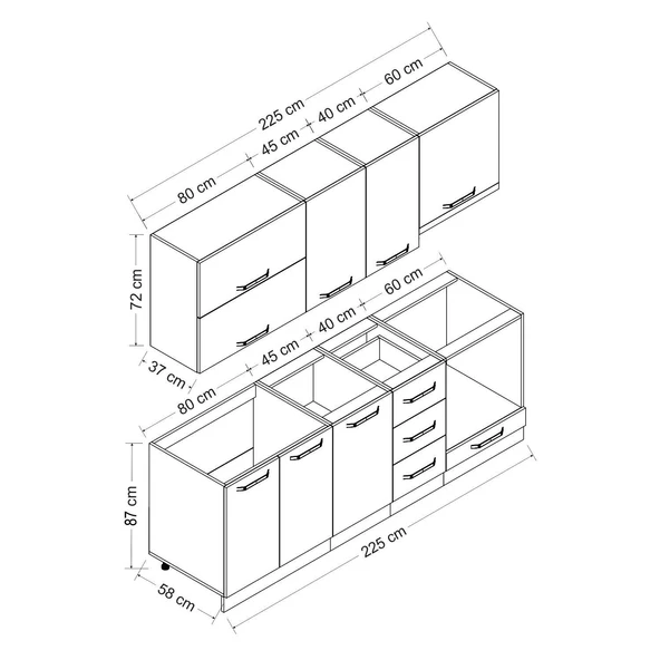 Minar 225 Cm Mutfak Dolabı Beyaz 225-B5 - Resim 8