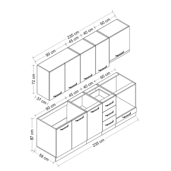 Minar 235 Cm Mutfak Dolabı Beyaz 235-B5 - Resim 8
