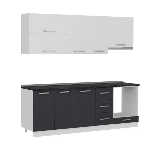 Minar 225 Cm Mutfak Dolabı Beyaz Antrasit 225-A5 - Resim 6