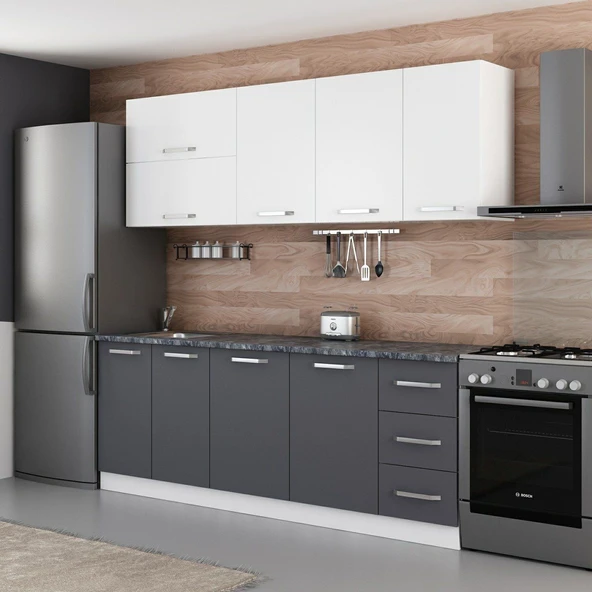 Minar 220 Cm Mutfak Dolabı Beyaz Antrasit 220-A2 - Resim 3