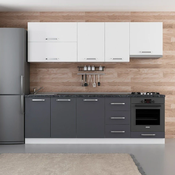 Minar 245 Cm Mutfak Dolabı Beyaz Antrasit 245-A6 ürün görseli