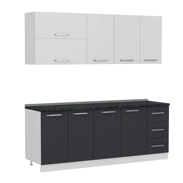 Minar 210 Cm Mutfak Dolabı Beyaz Antrasit 210-A2 - Resim 6