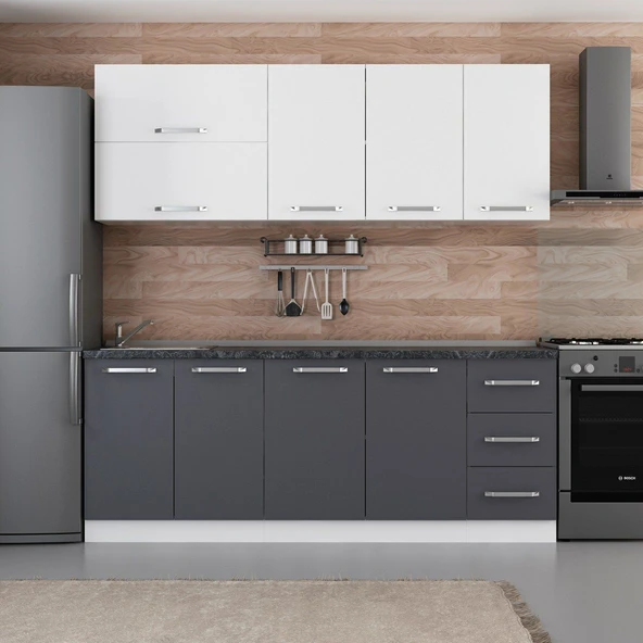 Minar 210 Cm Mutfak Dolabı Beyaz Antrasit 210-A2 ürün görseli