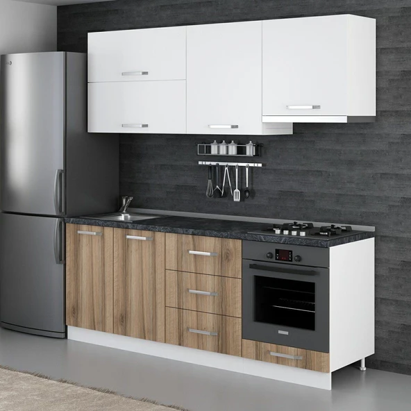 Minar 210 Cm Mutfak Dolabı Beyaz Dore 210-D5 - Resim 3