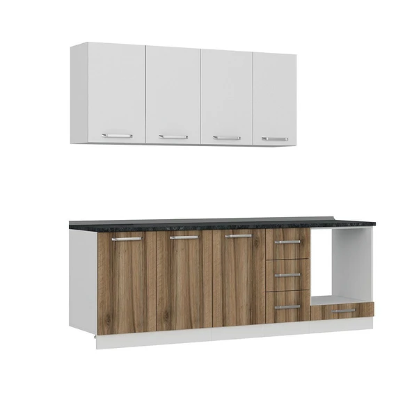 Minar 235 Cm Mutfak Dolabı Beyaz Dore 235-D3 - Resim 6