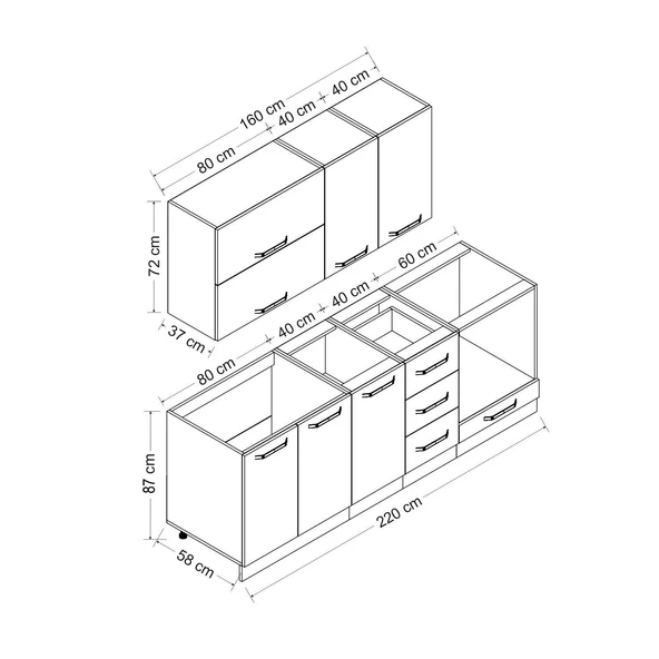 Minar 220 Cm Mutfak Dolabı Beyaz 220-B7 - Resim 8