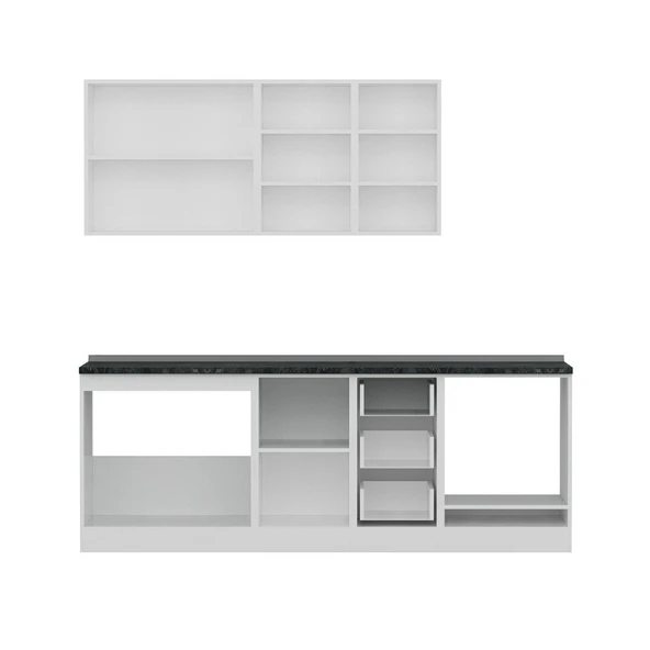 Minar 225 Cm Mutfak Dolabı Beyaz Antrasit 225-A6 - Resim 2