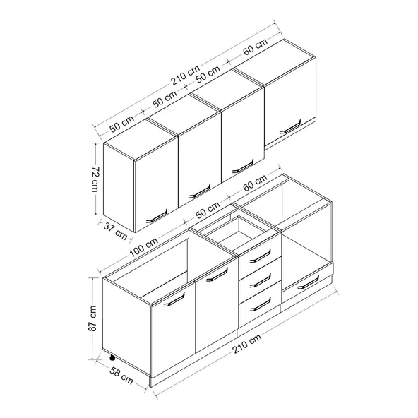 Minar 210 Cm Mutfak Dolabı Beyaz Dore 210-D8 - Resim 8