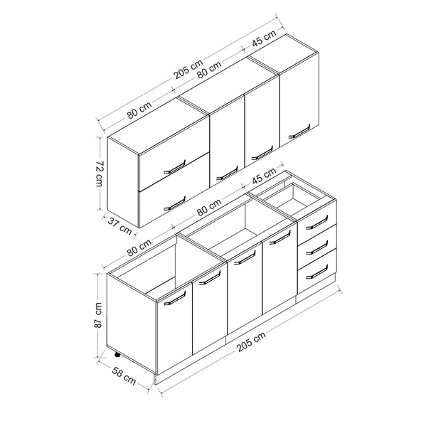 Minar 205 Cm Mutfak Dolabı Beyaz Antrasit 205-A2 - Resim 8