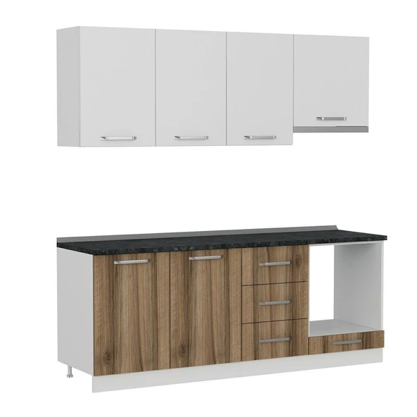 Minar 210 Cm Mutfak Dolabı Beyaz Dore 210-D8 - Resim 6