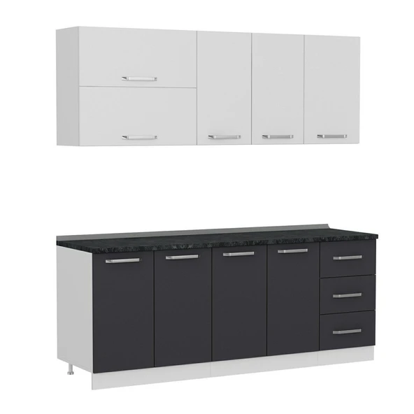 Minar 205 Cm Mutfak Dolabı Beyaz Antrasit 205-A2 - Resim 6