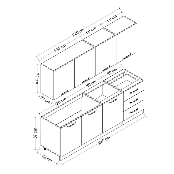 Minar 240 Cm Mutfak Dolabı Beyaz Dore 240-D3 - Resim 8