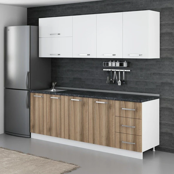 Minar 225 Cm Mutfak Dolabı Beyaz Dore 225-D1 - Resim 3