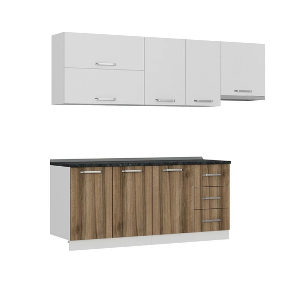 Minar 245 Cm Mutfak Dolabı Beyaz Dore 245-D5 - Resim 6