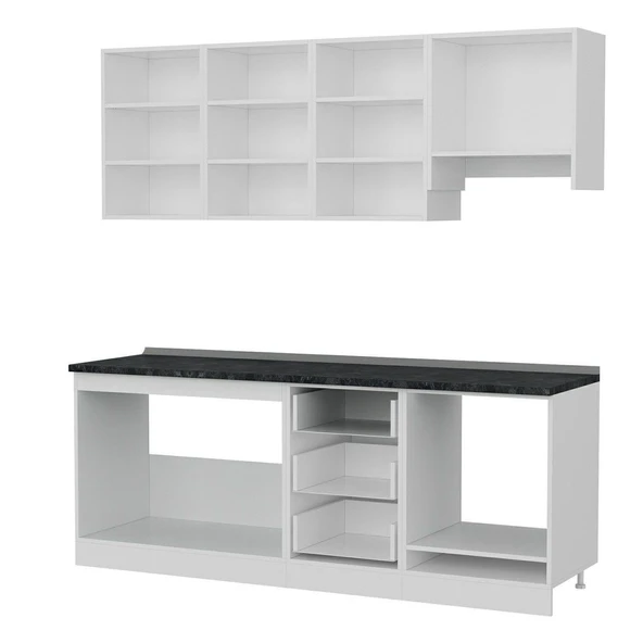 Minar 210 Cm Mutfak Dolabı Beyaz Dore 210-D8 - Resim 4