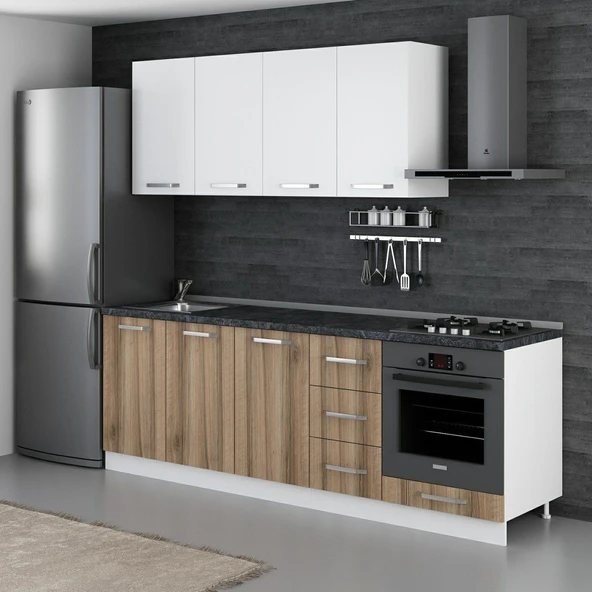 Minar 235 Cm Mutfak Dolabı Beyaz Dore 235-D3 - Resim 3