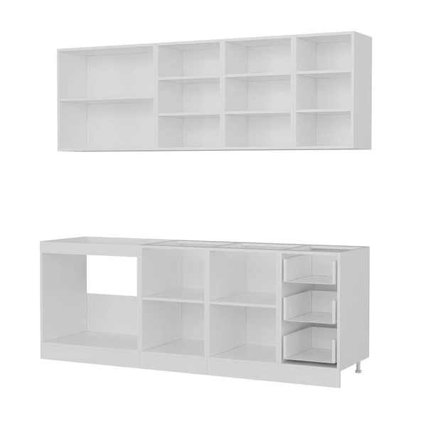 Minar 220 Cm Mutfak Dolabı Beyaz Antrasit 220-A2 - Resim 4