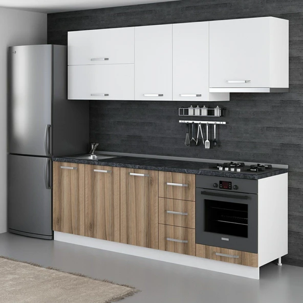 Minar 235 Cm Mutfak Dolabı Beyaz Dore 235-D8 - Resim 3