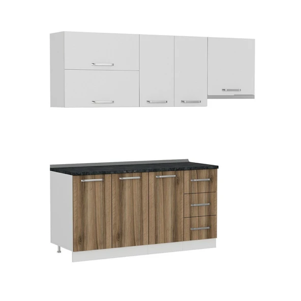 Minar 220 Cm Mutfak Dolabı Beyaz Dore 220-D8 - Resim 6