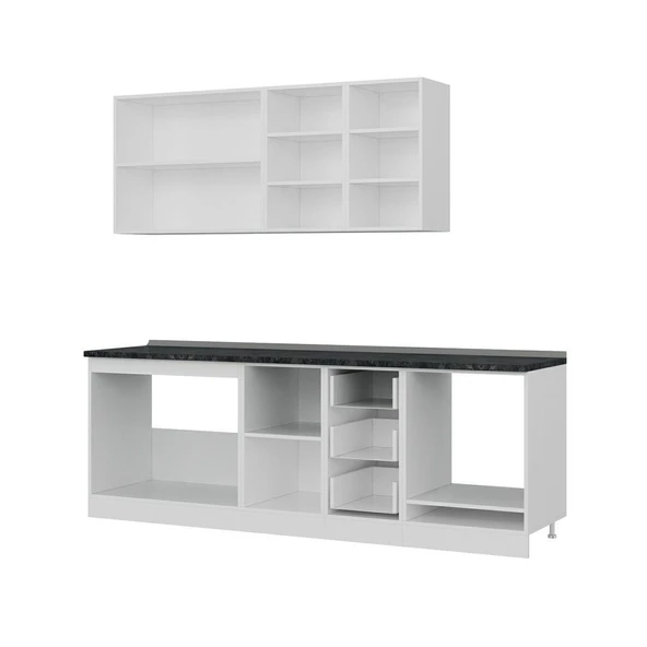 Minar 235 Cm Mutfak Dolabı Beyaz Antrasit 235-A6 - Resim 4