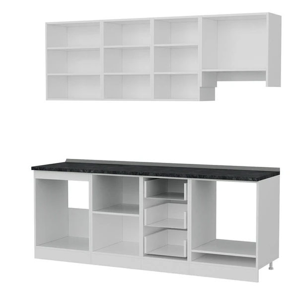 Minar 215 Cm Mutfak Dolabı Beyaz Antrasit 215-A5 - Resim 4