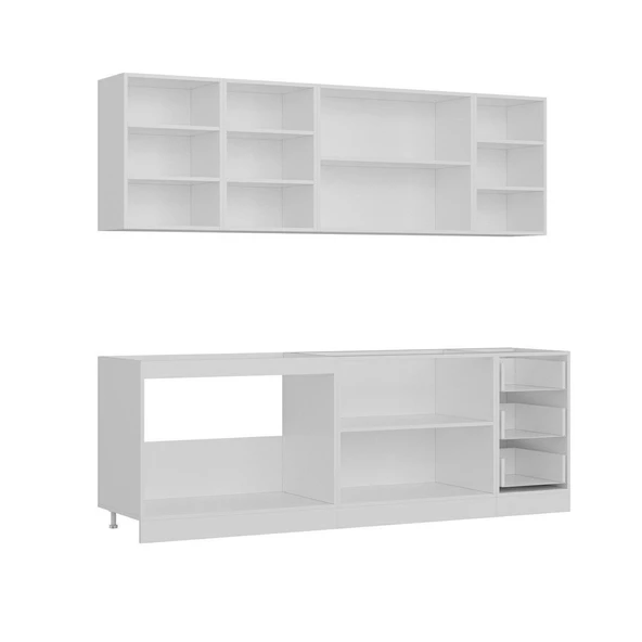 Minar 235 Cm Mutfak Dolabı Beyaz Dore 235-D1 - Resim 7