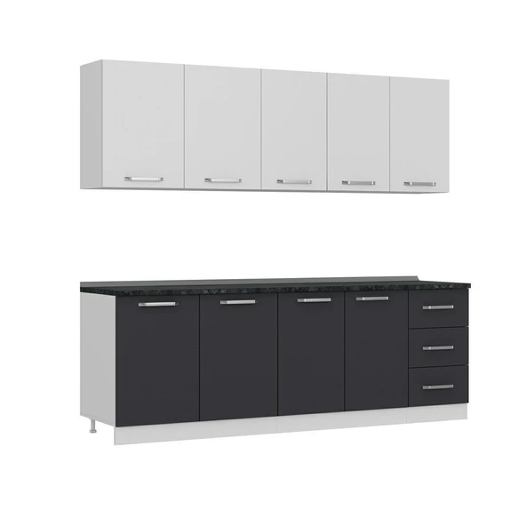 Minar 235 Cm Mutfak Dolabı Beyaz Antrasit 235-A1 - Resim 6