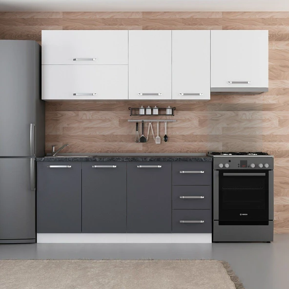 Minar 235 Cm Mutfak Dolabı Beyaz Antrasit 235-A7 ürün görseli 1