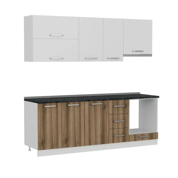 Minar 225 Cm Mutfak Dolabı Beyaz Dore 225-D5 - Resim 6