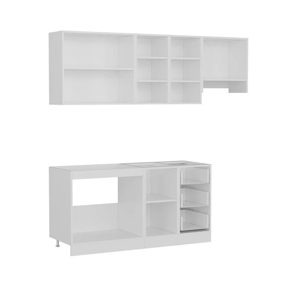 Minar 220 Cm Mutfak Dolabı Beyaz Dore 220-D8 - Resim 7