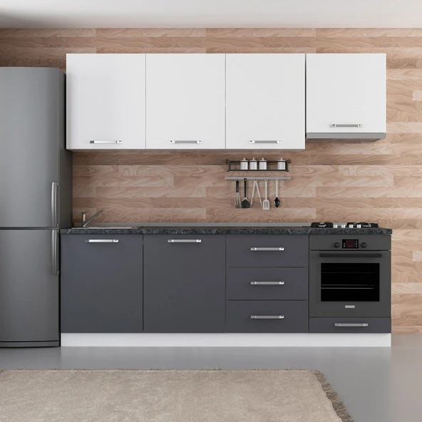 Minar 240 Cm Mutfak Dolabı Beyaz Antrasit 240-A9 ürün görseli