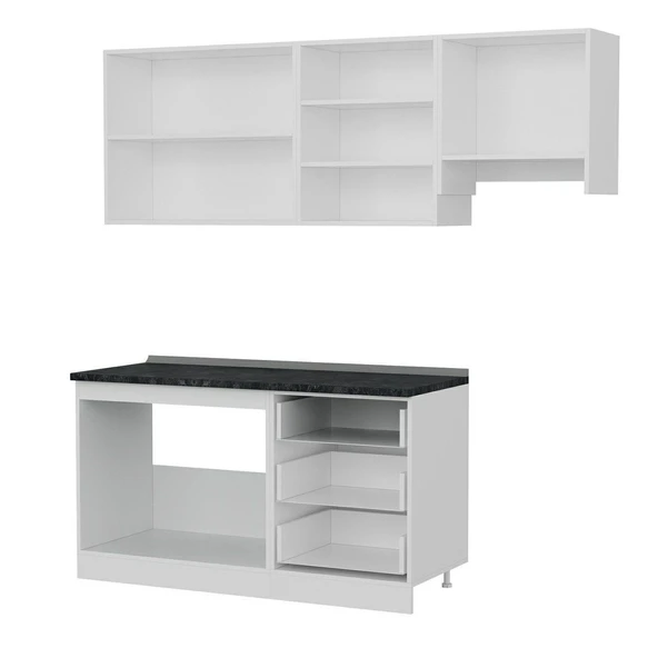 Minar 210 Cm Mutfak Dolabı Beyaz Antrasit 210-A4 - 4