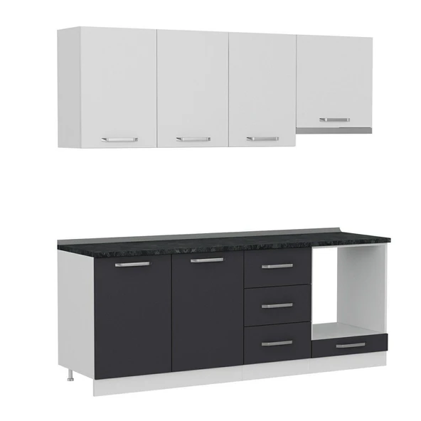 Minar 210 Cm Mutfak Dolabı Beyaz Antrasit 210-A8 - Resim 6