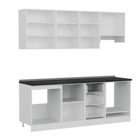 Minar 215 Cm Mutfak Dolabı Beyaz Antrasit 215-A5 - Resim 7