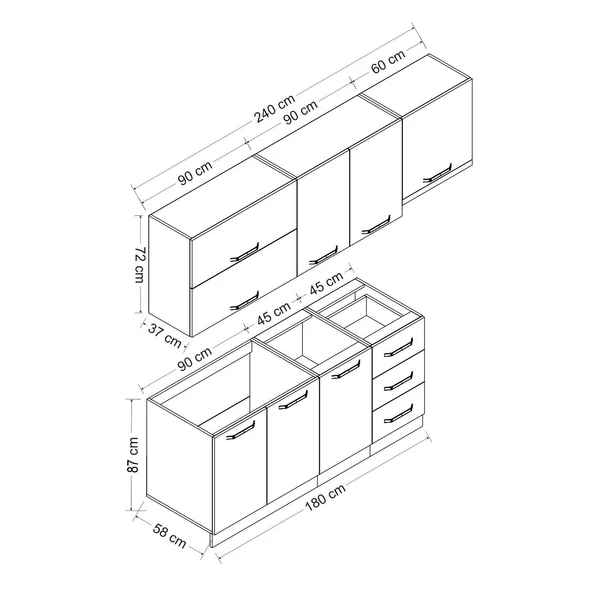 Minar 240 Cm Mutfak Dolabı Beyaz Dore 240-D5 - Resim 8