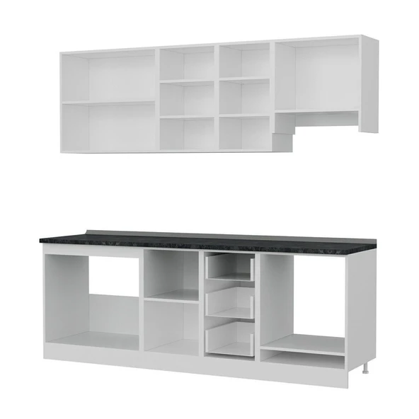 Minar 225 Cm Mutfak Dolabı Beyaz Dore 225-D8 - Resim 4