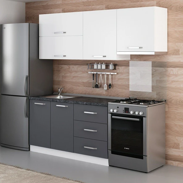 Minar 210 Cm Mutfak Dolabı Beyaz Antrasit 210-A4 - 3