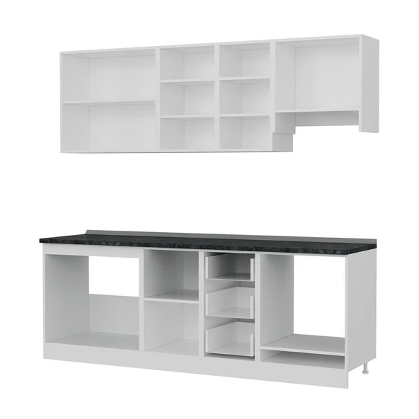 Minar 225 Cm Mutfak Dolabı Beyaz Dore 225-D5 - Resim 4