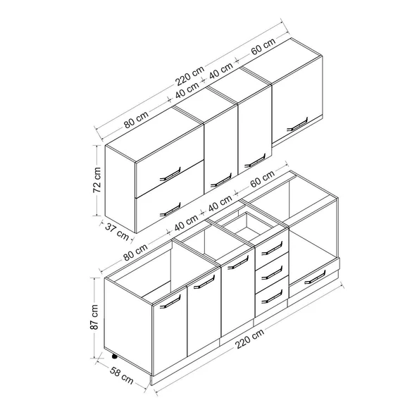 Minar 220 Cm Mutfak Dolabı Beyaz 220-B9 - Resim 8